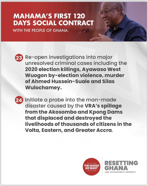 Mahama's first 120 days social contract with the people of Ghana