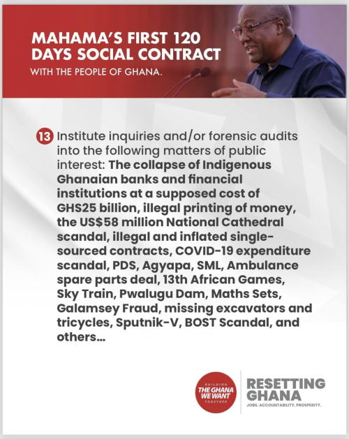 Mahama's first 120 days social contract with the people of Ghana