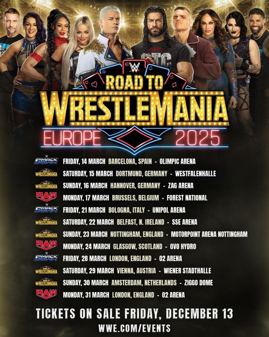 WWE's "Road to WrestleMania Europe 2025" Tour Announced